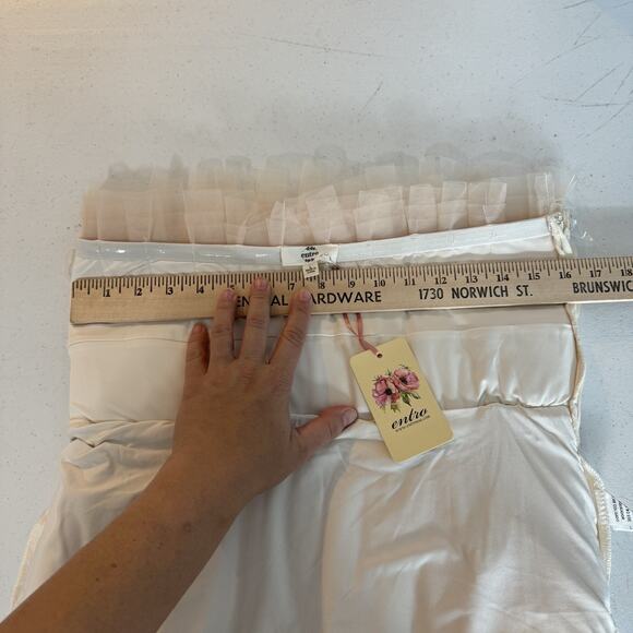 Entro Tulle Banded Strapless Top Sz L Blush Beige Coquette Ruffle Feminine New - Picture 9 of 11